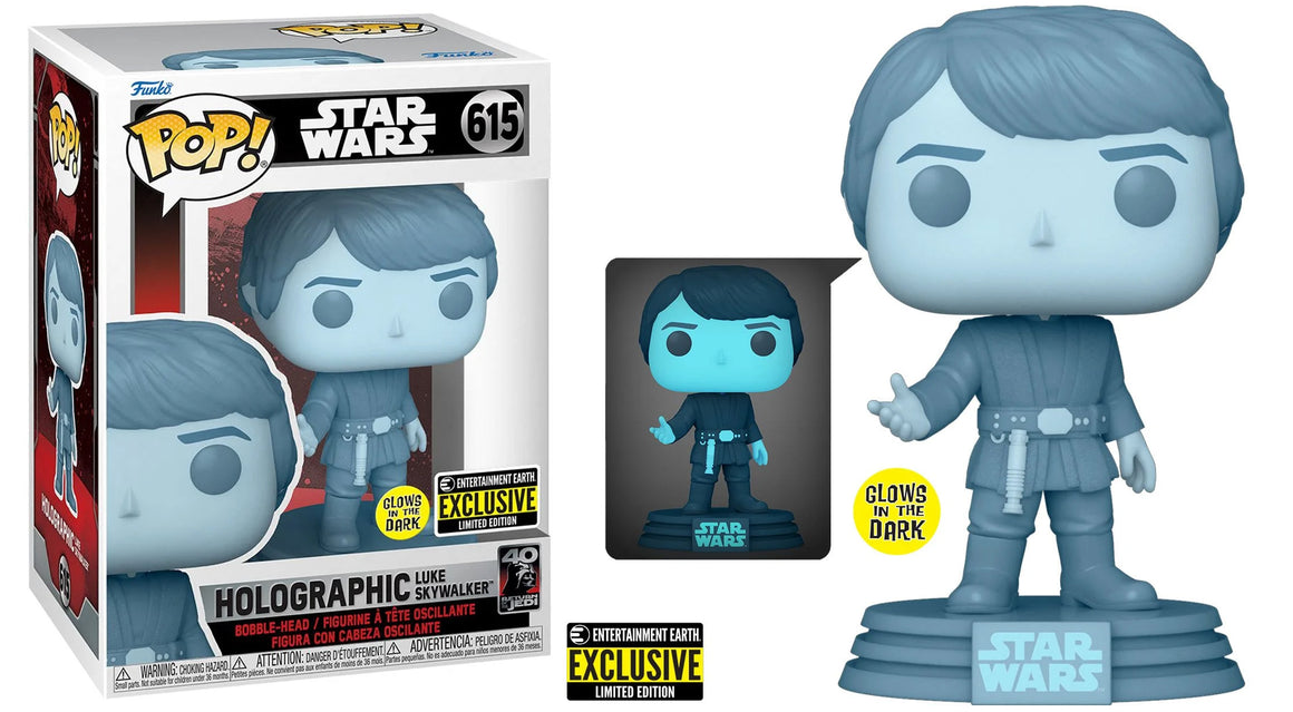 Funko Pop Vinyl Figure Hologram Luke Entertainment Earth #615 - Star Wars