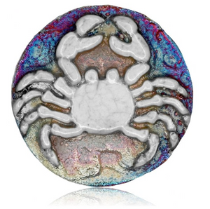 Crab Medallion Magnet from Raku Pottery
