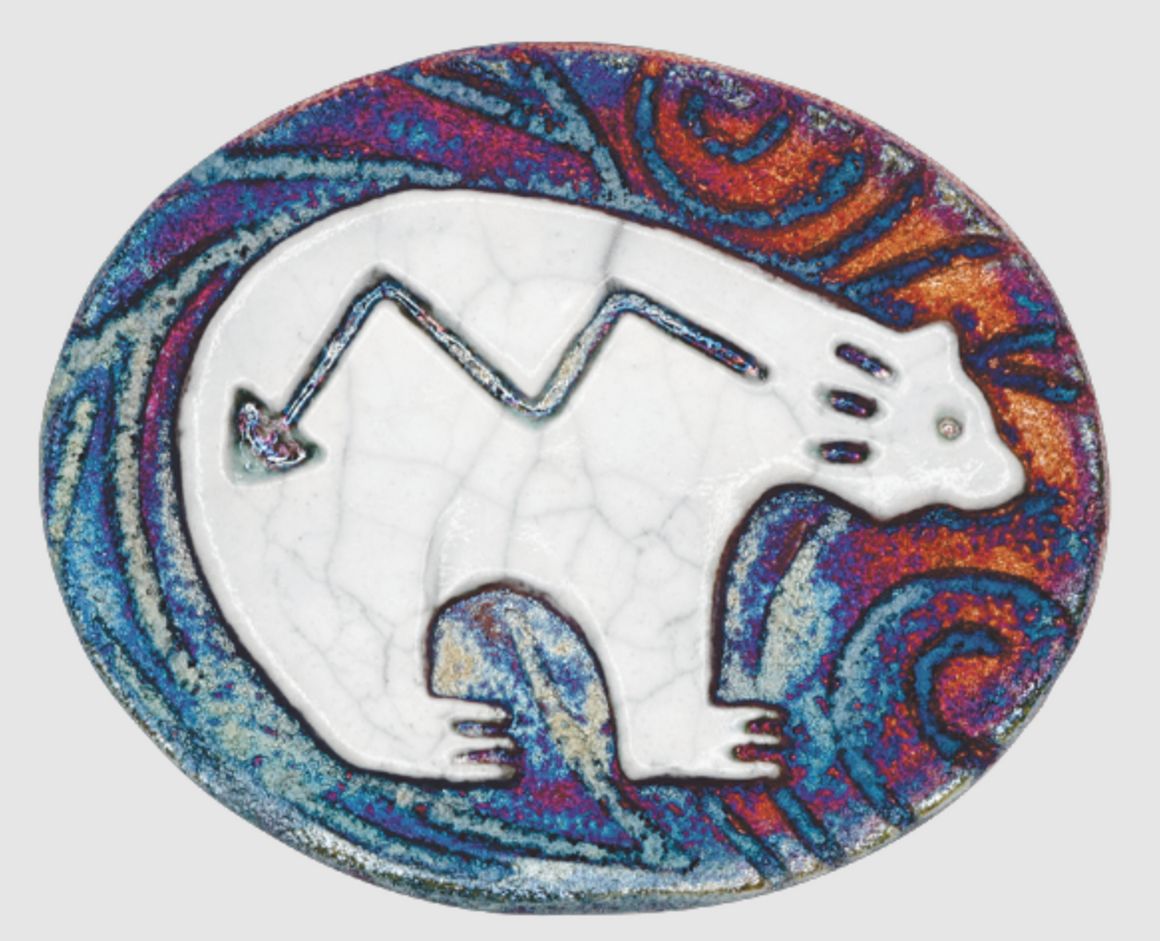 Fetish Bear Medallion Magnet from Raku Pottery