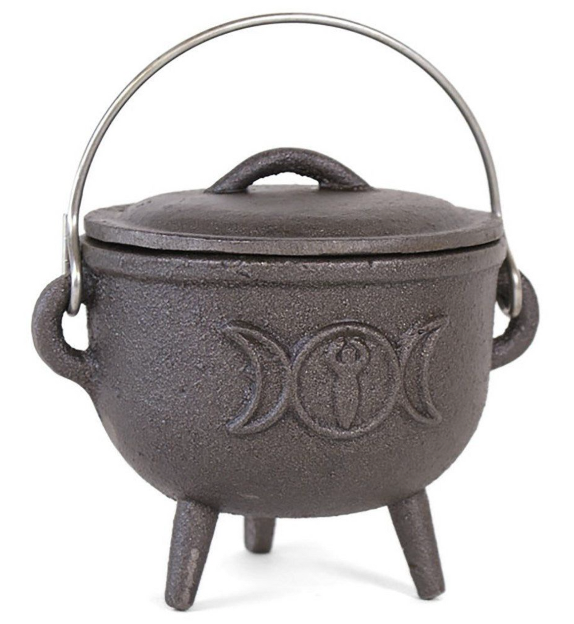4.7" Triple Moon Cast Iron Cauldron with Lid