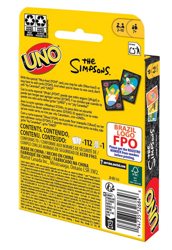uno card sleeves The Simpsons UNO Card Game