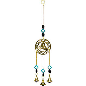 Triquetra with Howlite Accents Brass Bell Chime