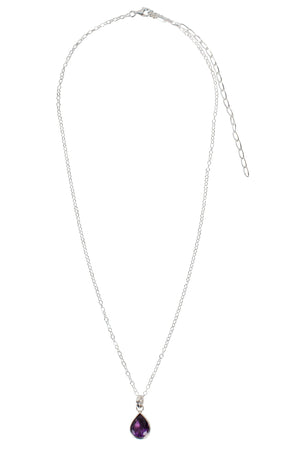 Amethyst Teardrop Sterling Silver Necklace Handcrafted in Peru