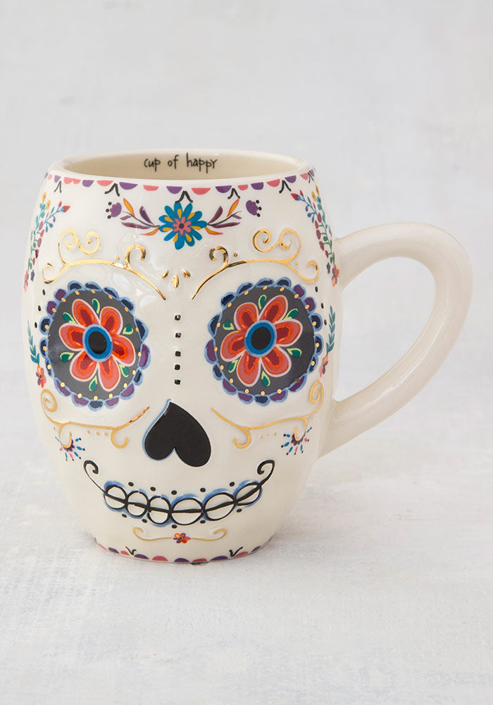 "Be Happy" Sugar Skull Folk Art Mug