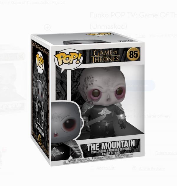 Funko Pop Vinyl Figurine The Mountain Unmasked 6