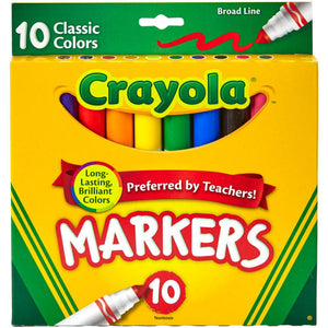 10 count Crayola Broad Line Markers Classic Colors
