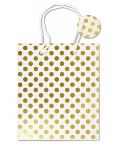 Gold Dots Gift Bag (8.5" x 10" x 3.88")