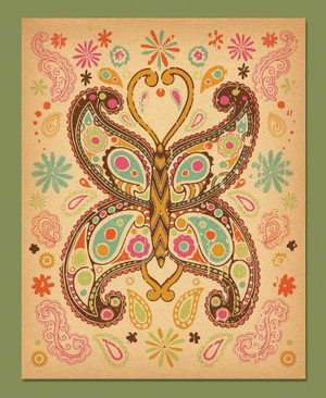 Paisley Butterfly Boho Art Print by Soul Flower
