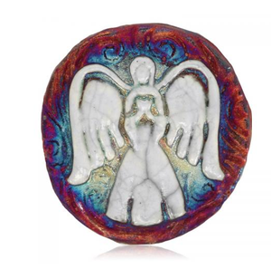 Angel Medallion Magnet from Raku Pottery