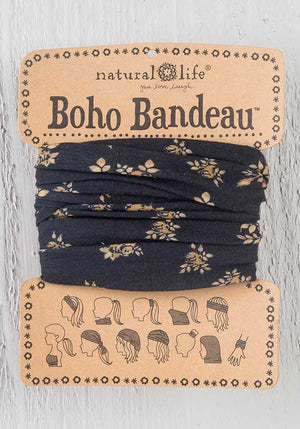 Black & Cream Floral Boho Bandeau