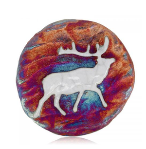 Elk Medallion Magnet from Raku Pottery