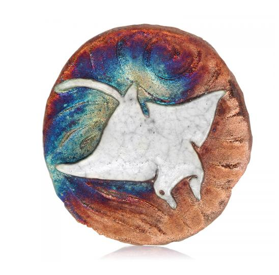 Manta Ray Medallion Magnet from Raku Pottery