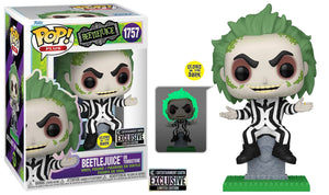 Funko Pop Vinyl Figure Entertainment Earth Exclusive GID Beetlejuice on Tombstone #1757