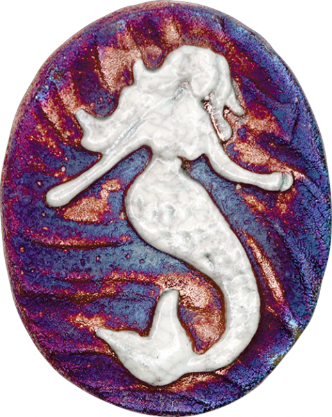 Mermaid Medallion Magnet from Raku Pottery