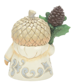 White Woodland Gnome Acorn Hat Statue by Jim Shore Heartwood Creek