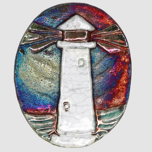 Lighthouse Medallion Magnet from Raku Pottery