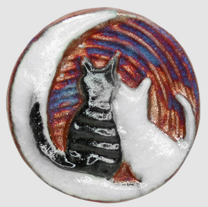 Cats & Moon Medallion Magnet from Raku Pottery
