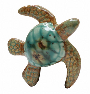 Original Green Sea Turtle from Raku Pottery