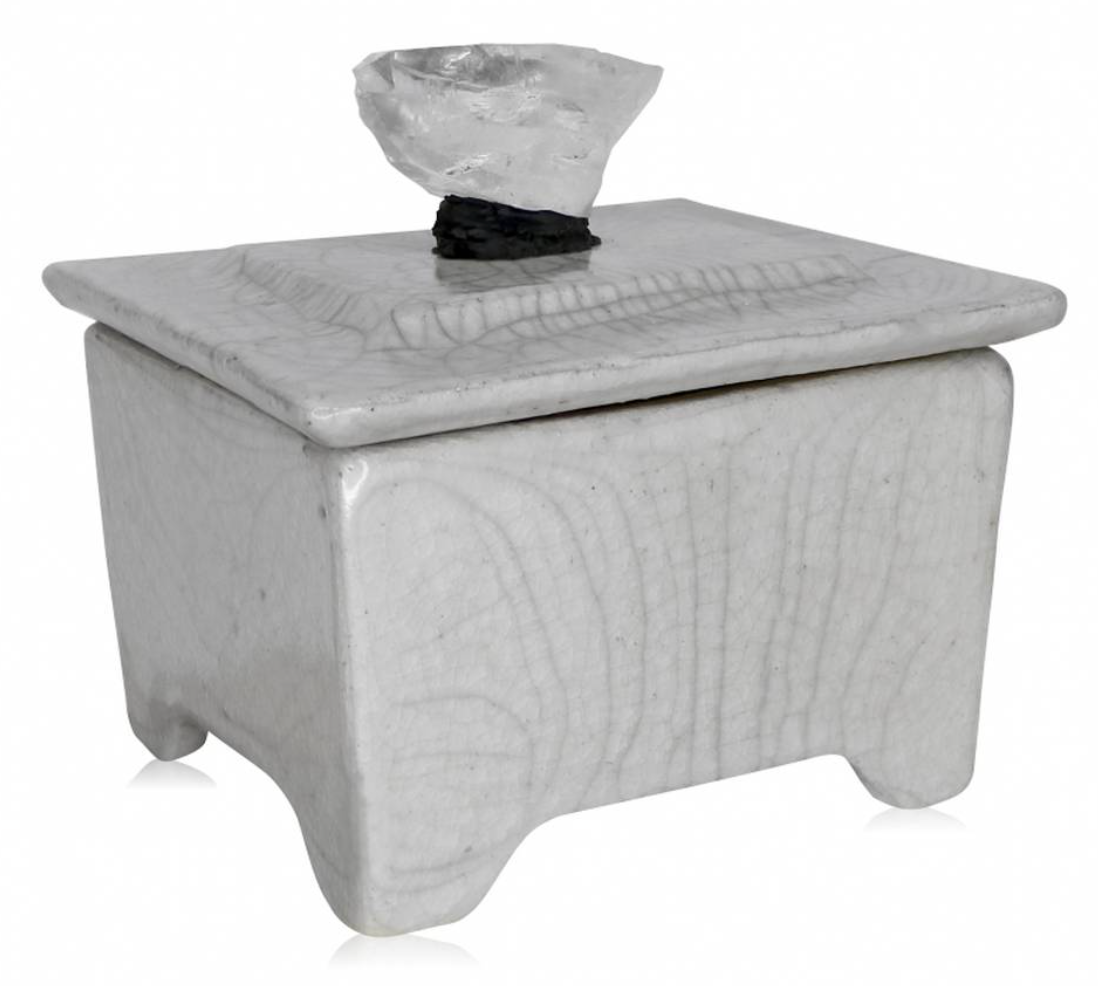 3” Raku Dream Box with crystal quartz or turquoise lid