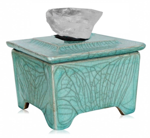 3” Raku Dream Box with crystal quartz or turquoise lid