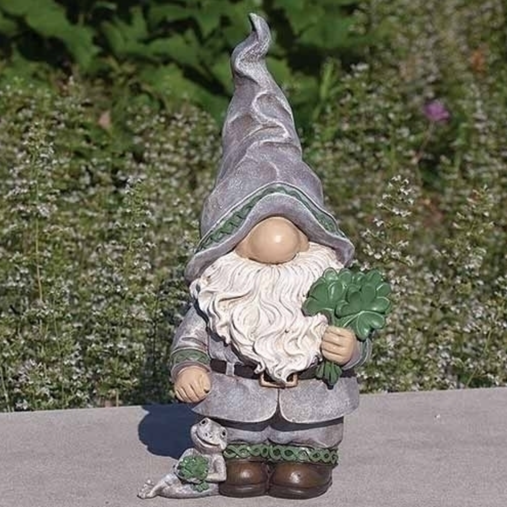 14"H Iirish Gnome With Shamrock