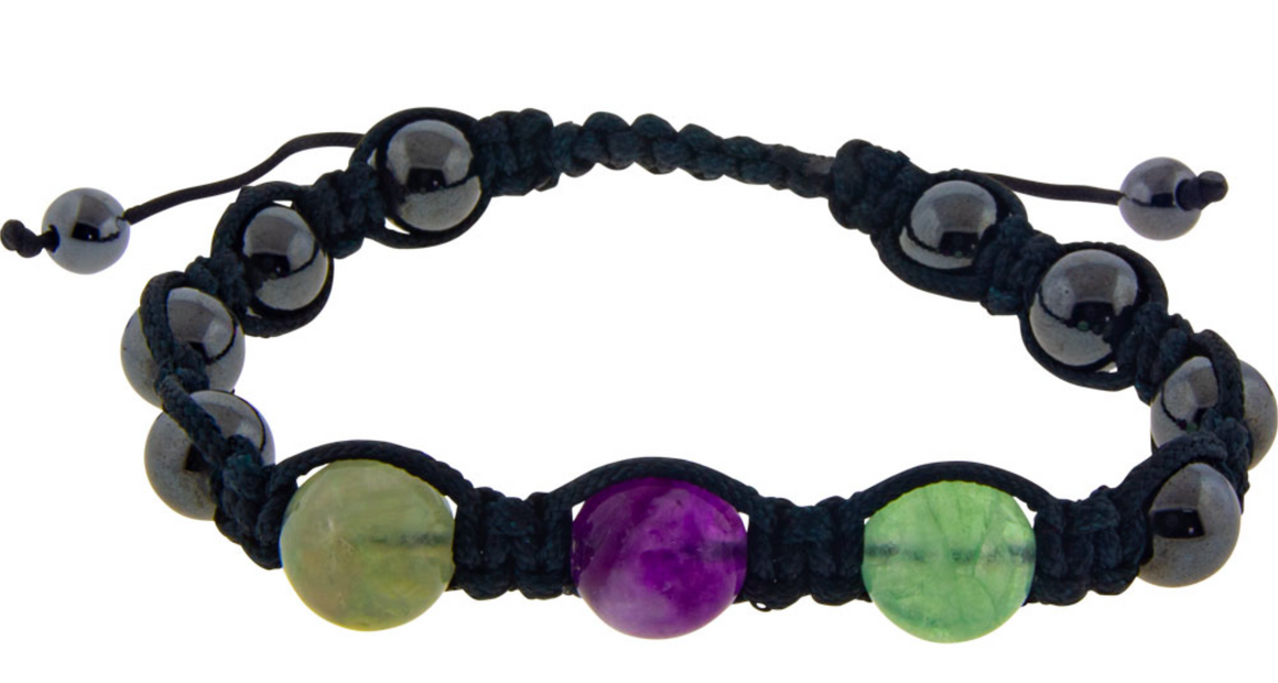 Magnetic Hematite Bracelet - Rainbow Fluorite