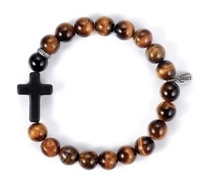 Tiger Eye Cross Gemstones Bracelet