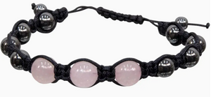 Magnetic Hematite Bracelet - Rose Quartz