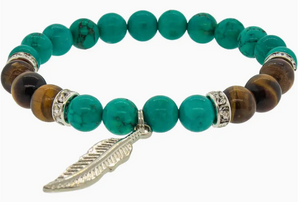 Elastic Bracelet 8mm w/ Rondelle Spacer - Turquoise