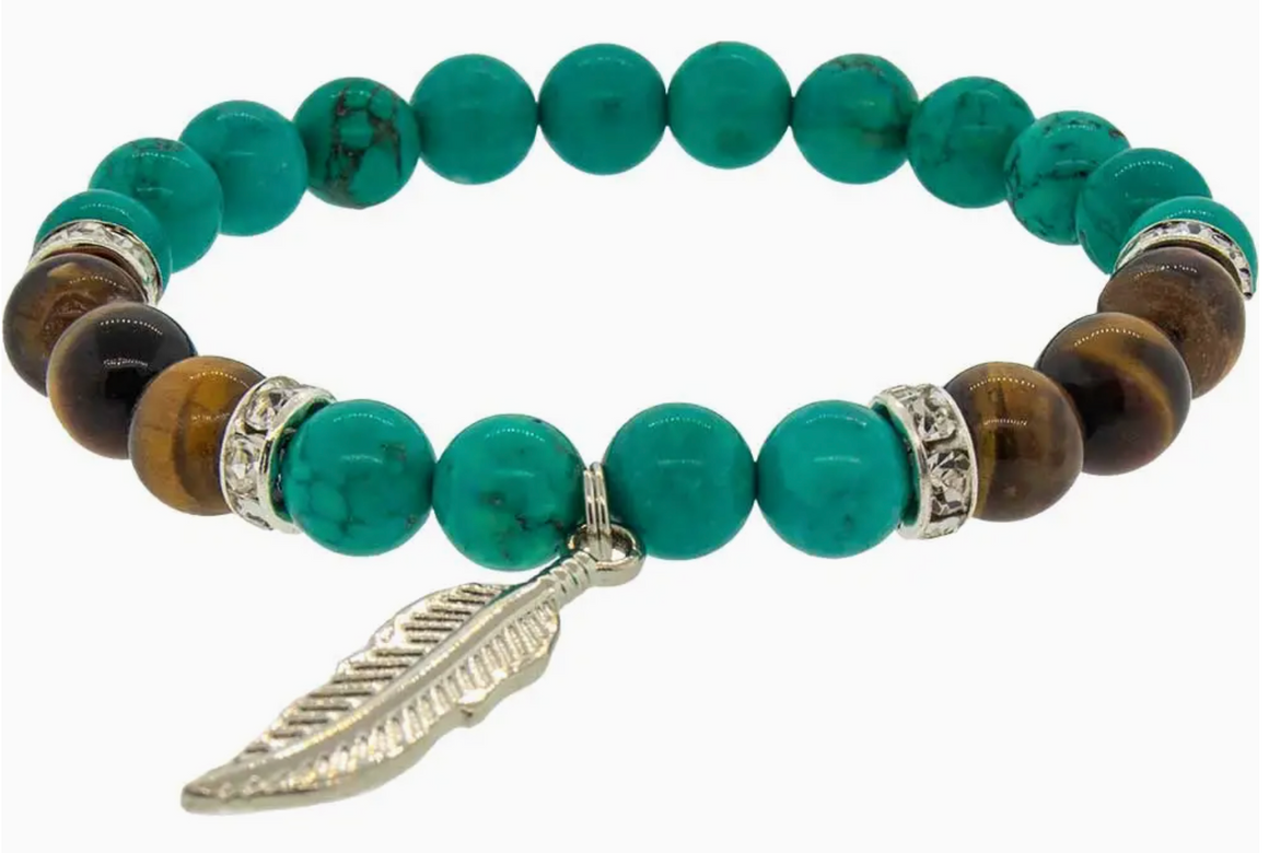 Elastic Bracelet 8mm w/ Rondelle Spacer - Turquoise