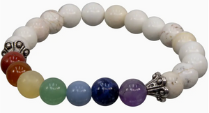 Chakra Elastic Bracelet 8mm Round Beads - Howlite
