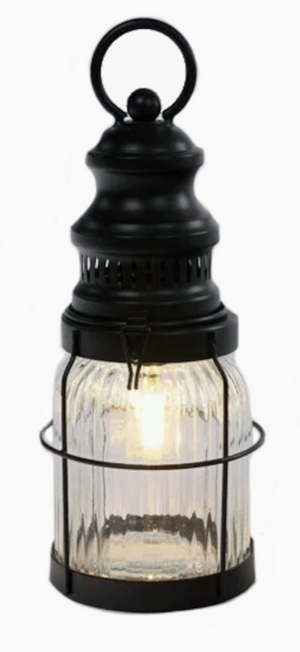 Metal & Glass Led Glow Lantern with Timer