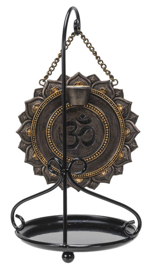Pacific Giftware Hanging Backflow Cone Incense Burner Ohm Symbol Design Metal