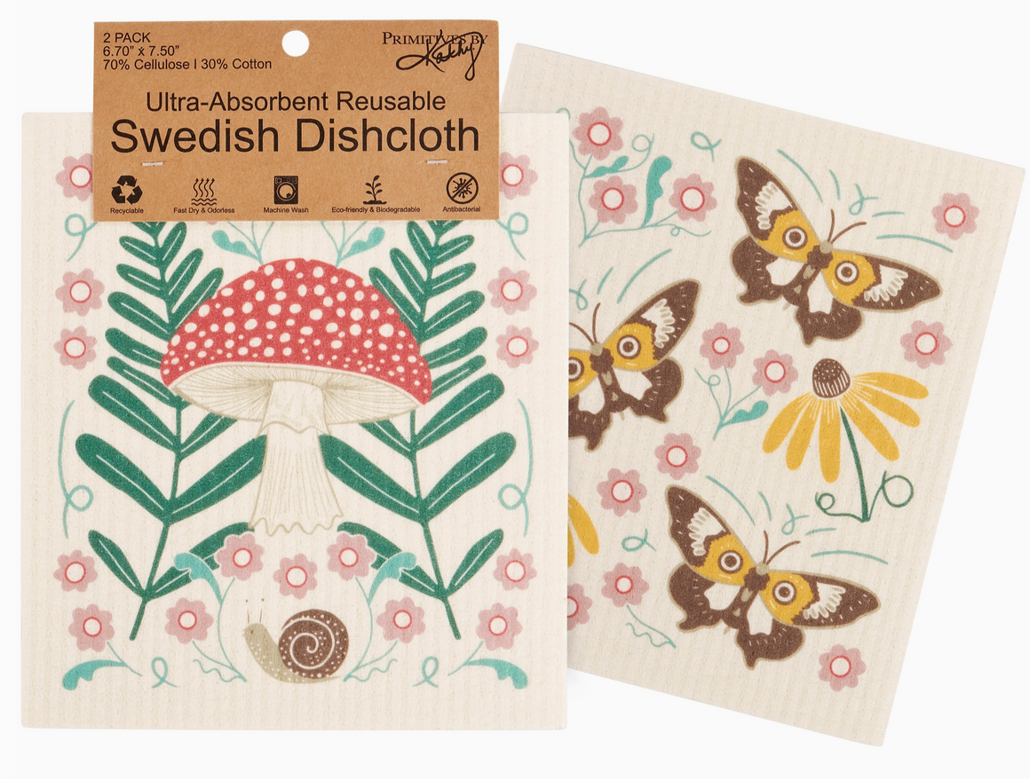 Mushroom Art Swedish Dishcloth Set