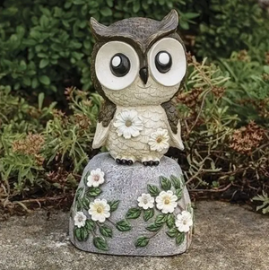 8"H Owl On Stone Garden Statue