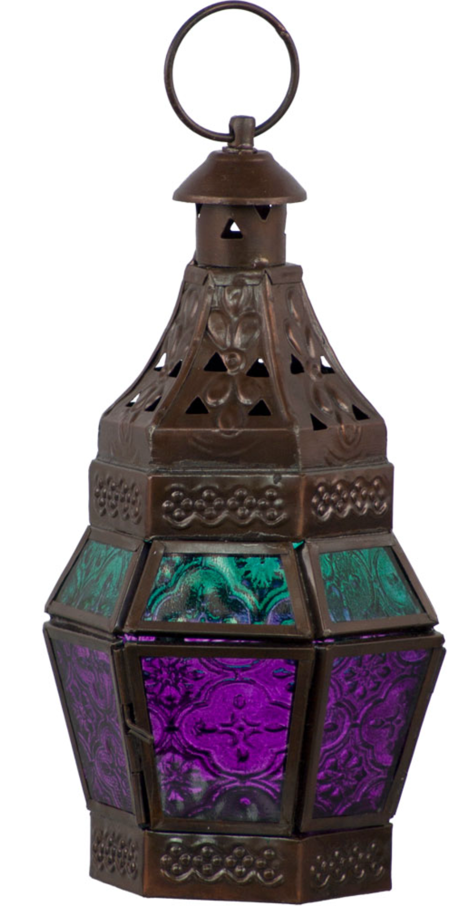 Glass & Metal Lantern Guide Turquoise & Purple