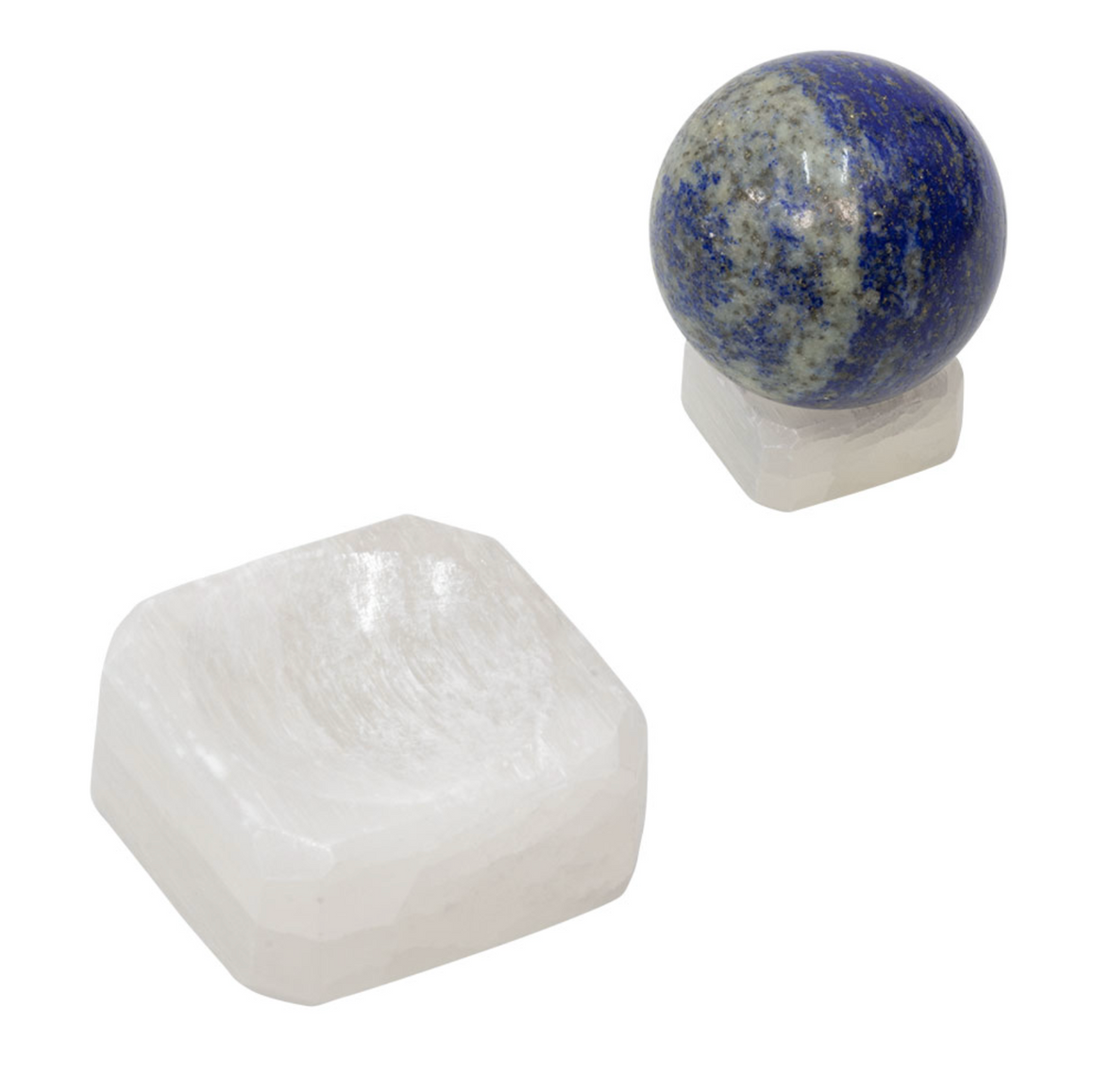 Selenite Sphere Stand - Square