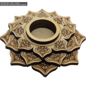 Wooden Sphere Stand w/ LED - Mandala