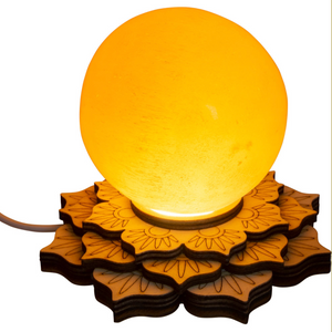 Wooden Sphere Stand w/ LED - Mandala