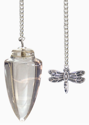 Pendulum with Dragonfly Curved Clear Quartz