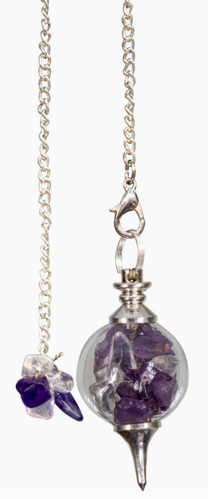 Pendulum Glass Sephoroton Amethyst & Crystal Chips - Healing