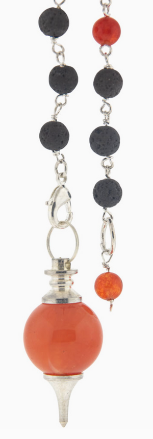 Pendulum Sephoroton w/ Lava Beads - Carnelian