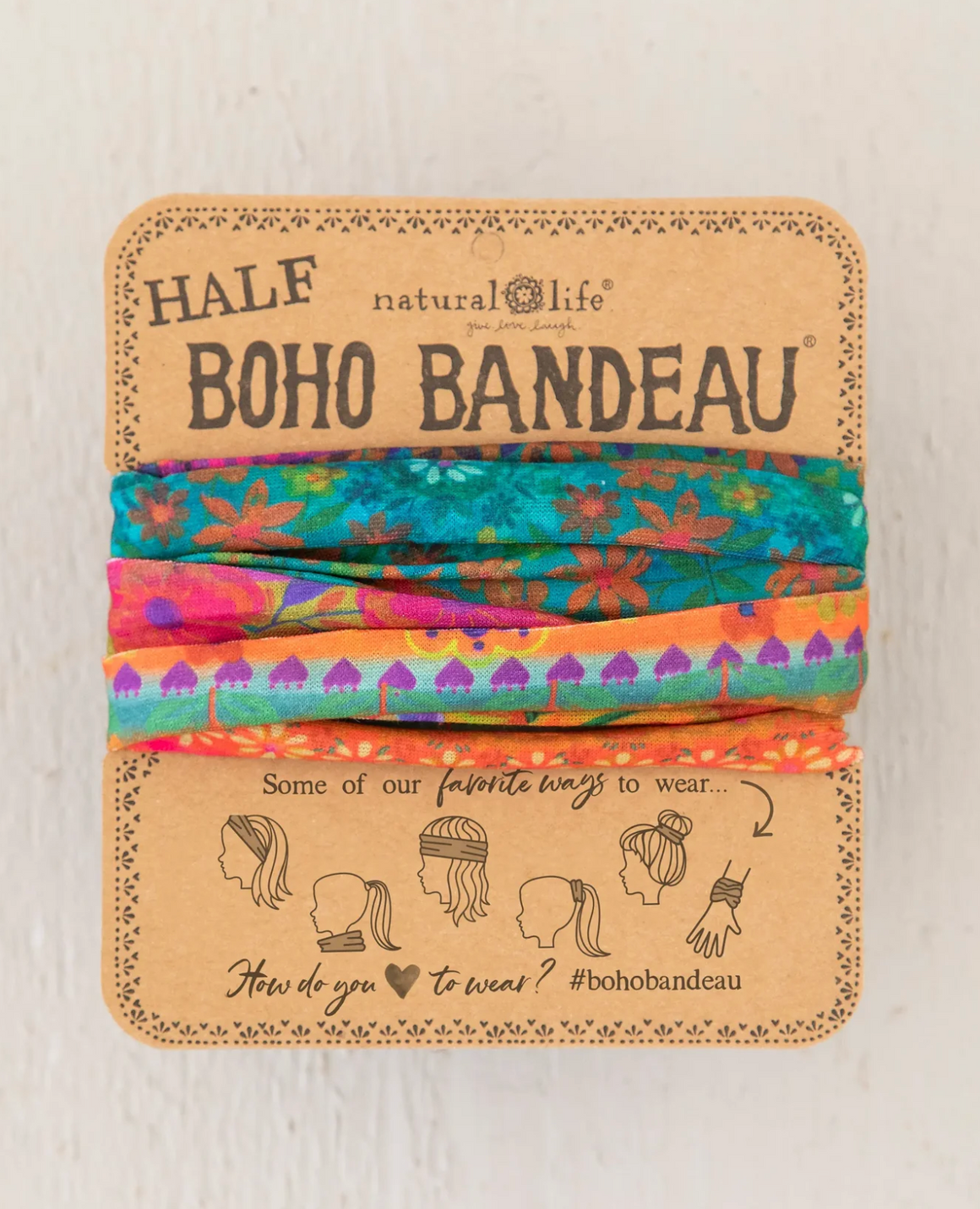Half Boho Bandeau® Headband - Bright Border