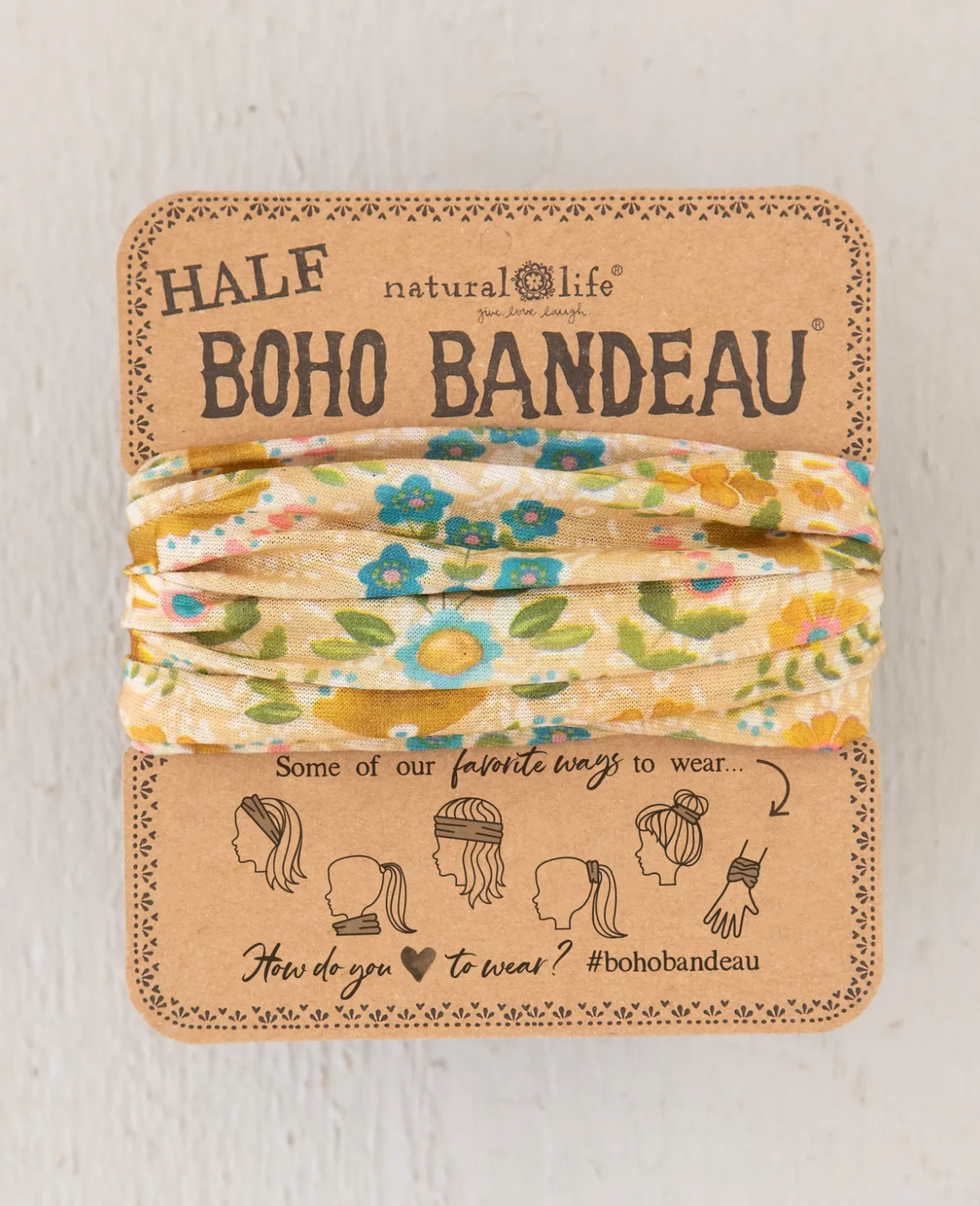 Half Boho Bandeau® Headband - Yellow Mandala