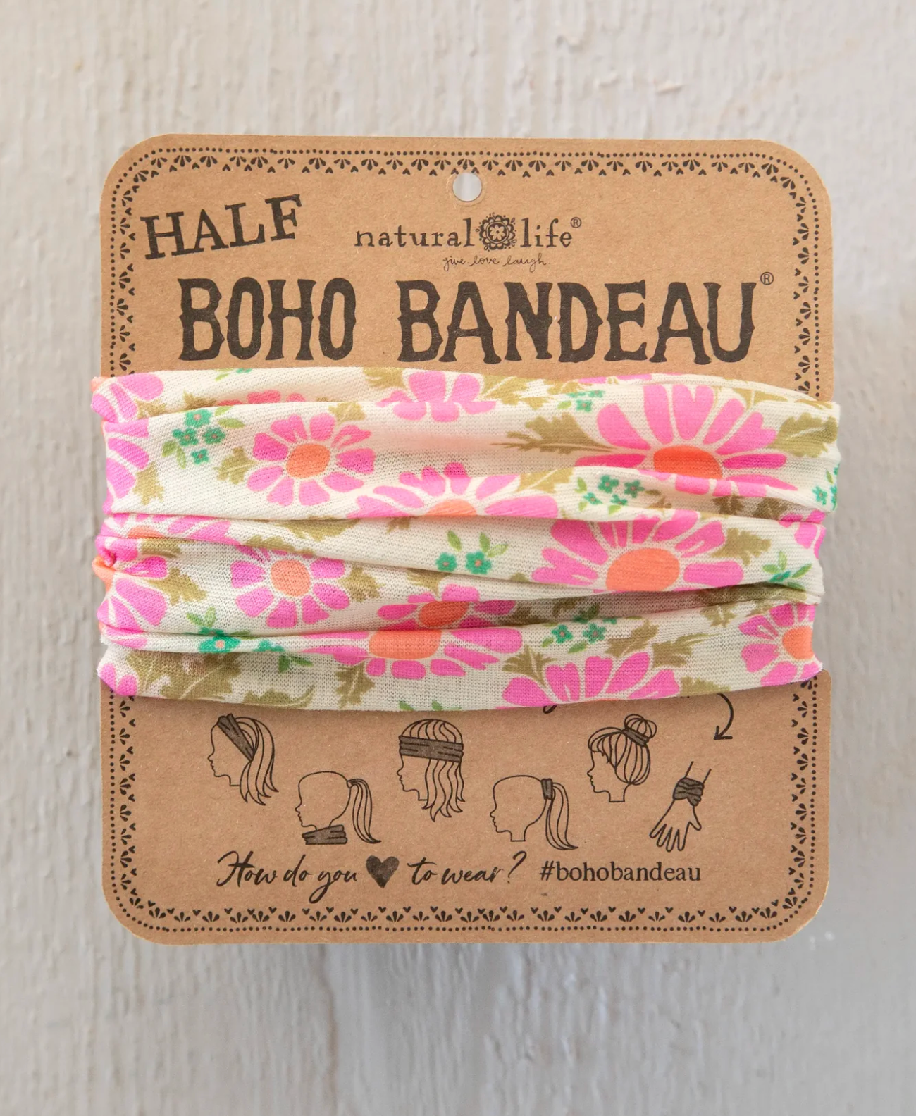 Half Boho Bandeau® Headband - Floral Vintage Cream