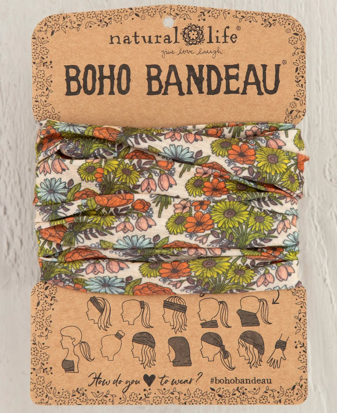 Full Boho Bandeau® Headband - Retro Daisies Cream