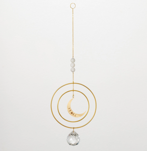 Suncatcher - Crescent Moon, White Stone