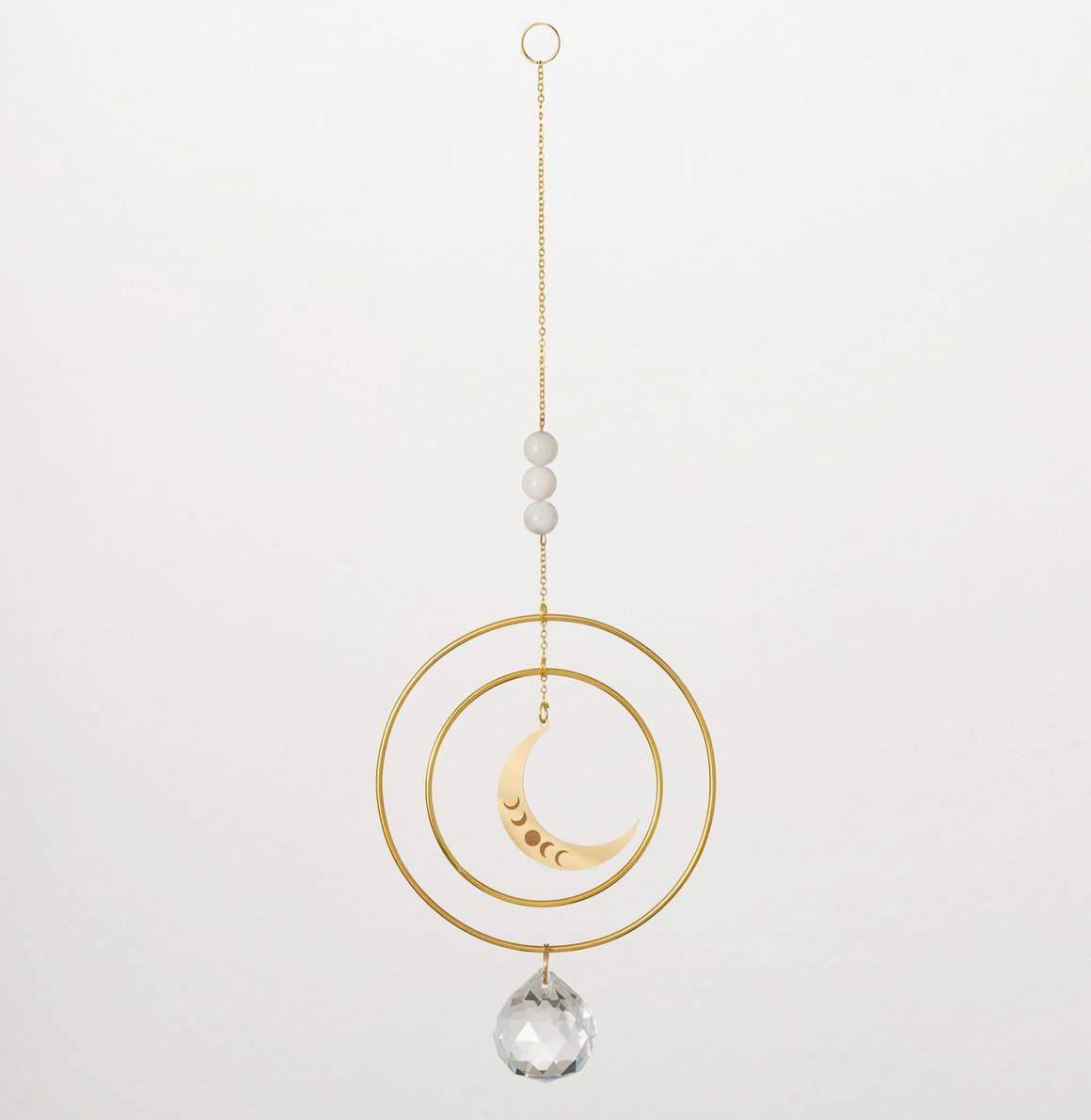 Suncatcher - Crescent Moon, White Stone