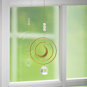 Suncatcher - Crescent Moon, White Stone