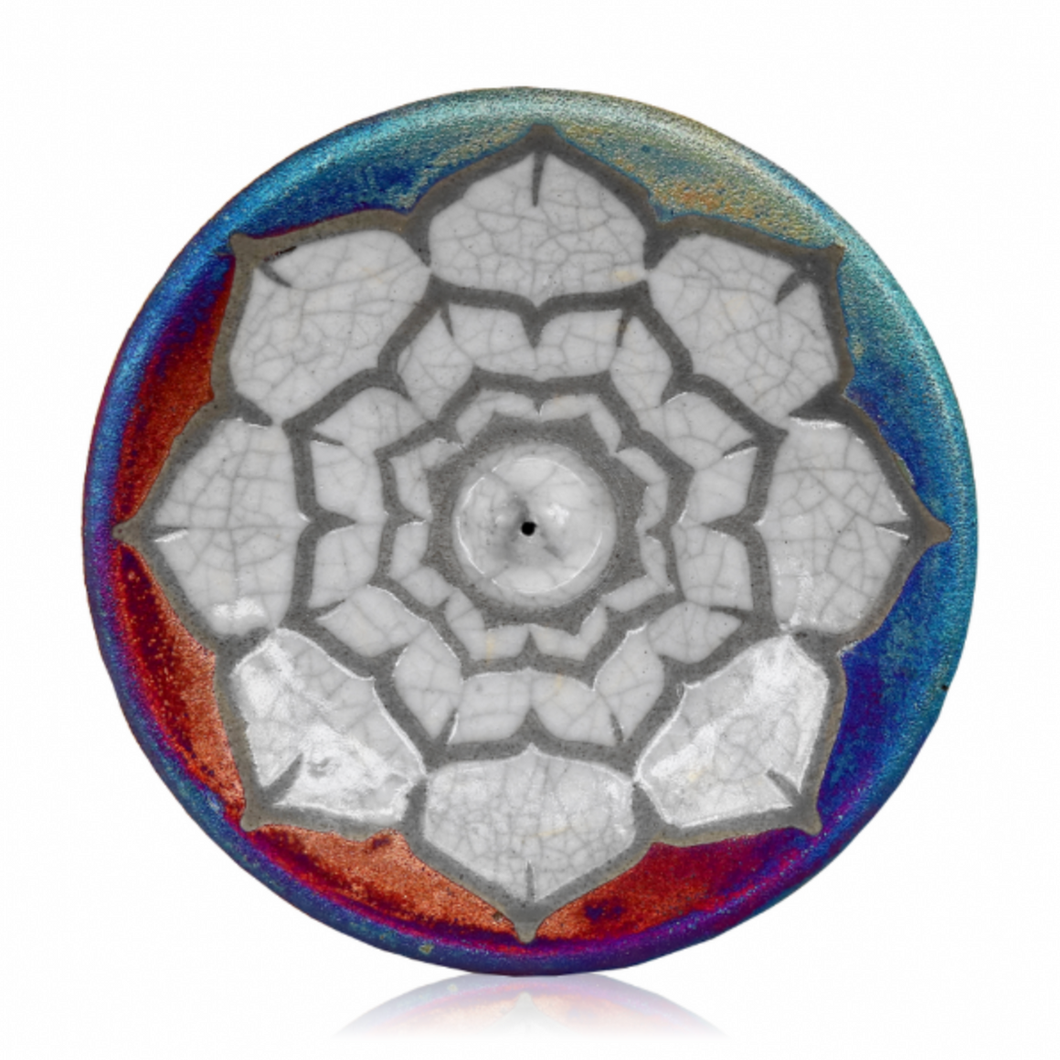 Raku Lotus Silhouette Incense Burner
